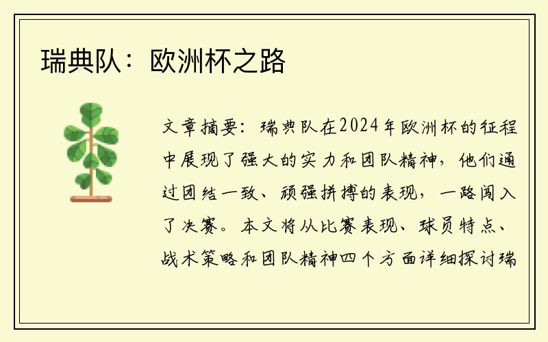 瑞典队：欧洲杯之路